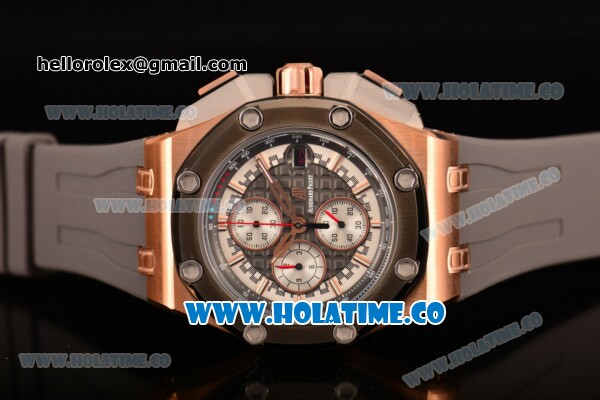 Audemars Piguet Royal Oak Offshore Miyota Quartz Rose Gold Case with Grey/White Dial and Stick Markers (EF) - Click Image to Close
